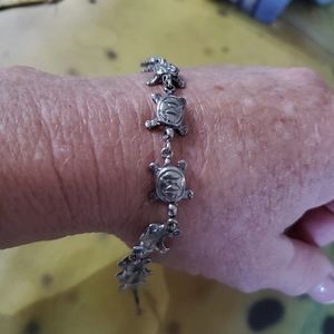 TURTLE  Sterling link Sealife Coastal Bracelet